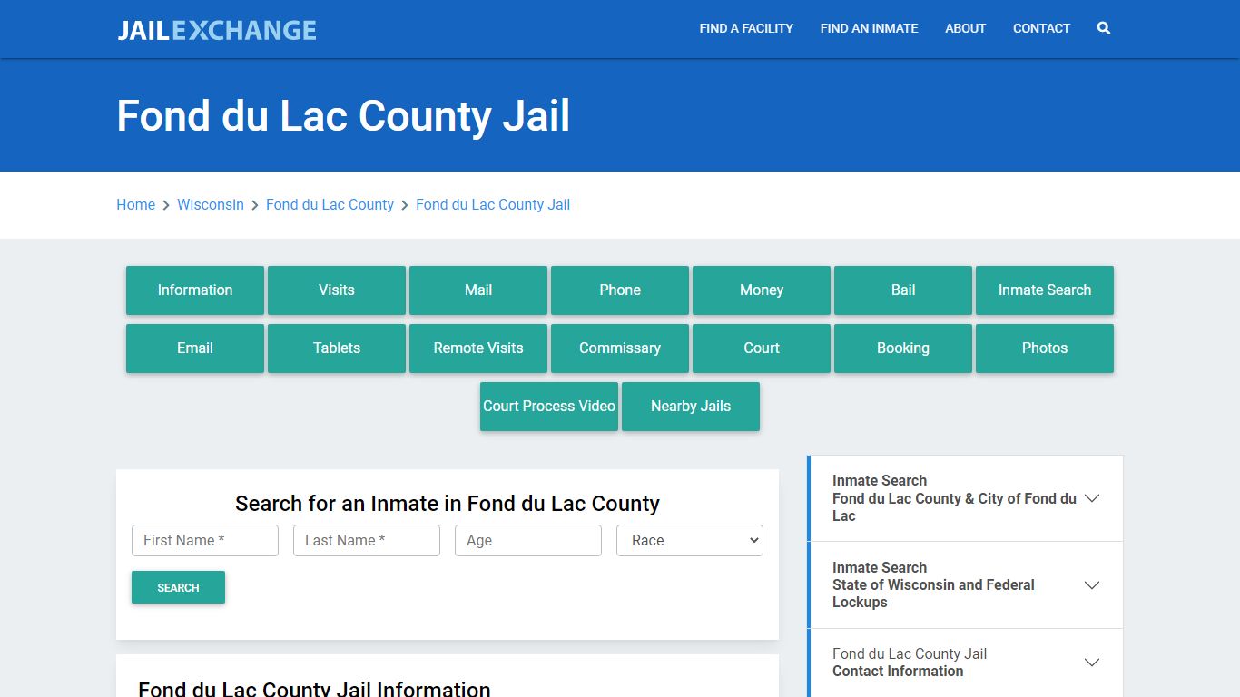 Fond du Lac County Jail Roster Lookup, WI, Inmate Search